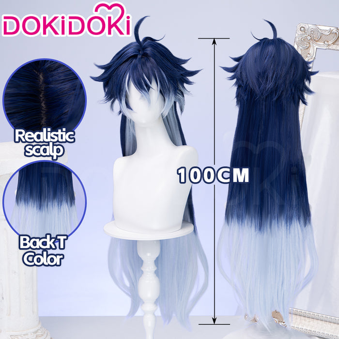 【Ready For Ship】DokiDoki Game Genshin Impact Cosplay Flins Wig Long Blue Gradient Hair Song of the Welkin Moon