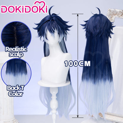 【Ready For Ship】DokiDoki Game Genshin Impact Cosplay Flins Wig Long Blue Gradient Hair Song of the Welkin Moon