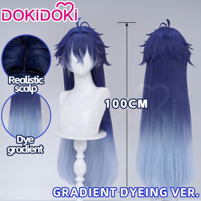 【Ready For Ship】DokiDoki Game Genshin Impact Cosplay Flins Wig Long Blue Gradient Hair Song of the Welkin Moon
