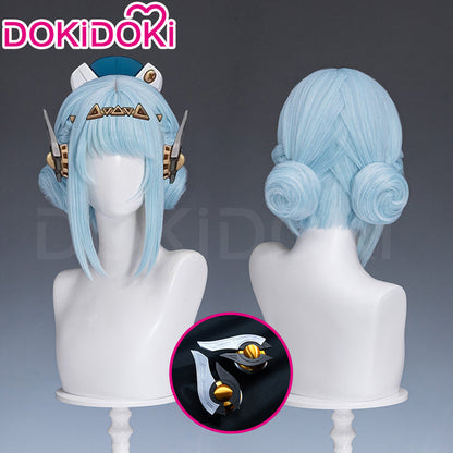 【Ready For Ship】DokiDoki Game Genshin Impact Cosplay Ineffa Blue Wig Headphones Accessory