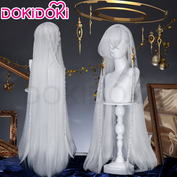 【Ready For Ship】DokiDoki Game Genshin Impact Cosplay Istaroth Wig Long Straight Silver Hair