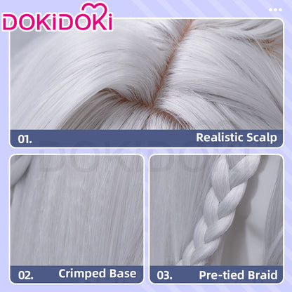 【Ready For Ship】DokiDoki Game Genshin Impact Cosplay Istaroth Wig Long Straight Silver Hair