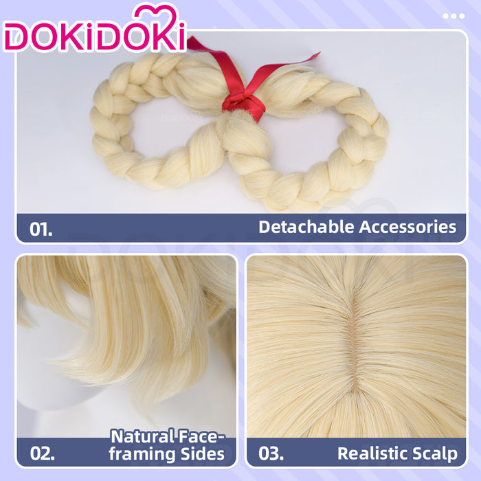 【Ready For Ship】DokiDoki Game Genshin Impact Cosplay Jahoda Wig Long Yellow Hair Song of the Welkin Moon