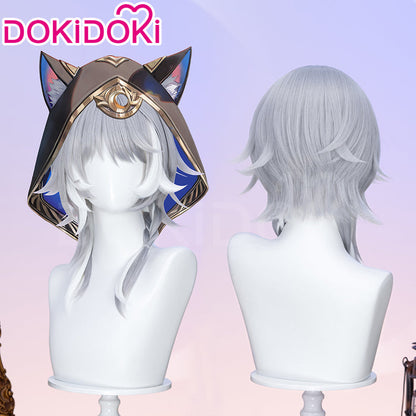 【Ready For Ship】DokiDoki Game Honkai: Star Rail Cosplay Cipher Wig Long Straight Blue Gray White Highlights Hair