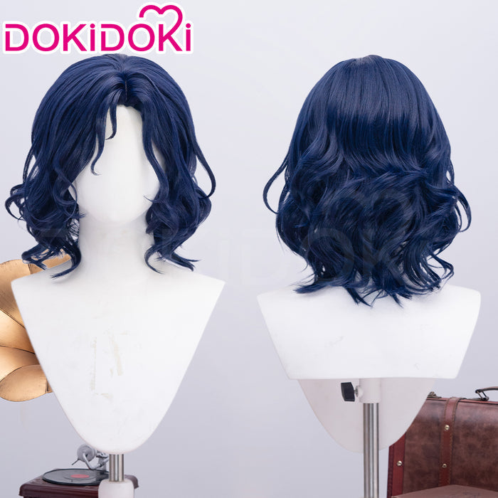 【Ready For Ship】DokiDoki Game Lord of the Mysteries Cosplay Alger Wilson Wig Long Curly Dark Blue Hair
