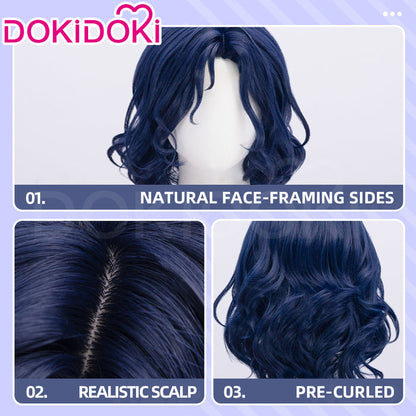 【Ready For Ship】DokiDoki Game Lord of the Mysteries Cosplay Alger Wilson Wig Long Curly Dark Blue Hair
