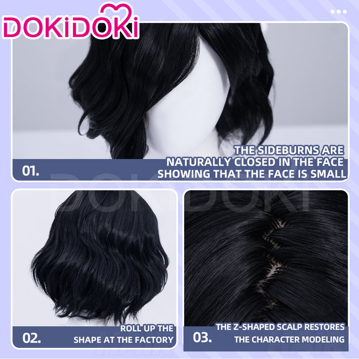 【Ready For Ship】DokiDoki Game Men Cosplay Wig Short Curly Black Hair