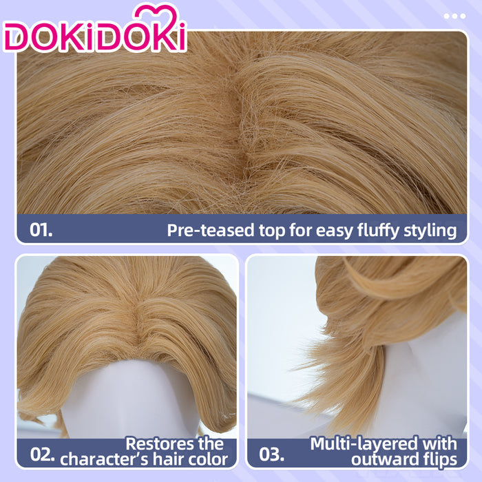 【Ready For Ship】DokiDoki Game Mouthwashing Cosplay Curly Wig Short Curly Light Brown Hair