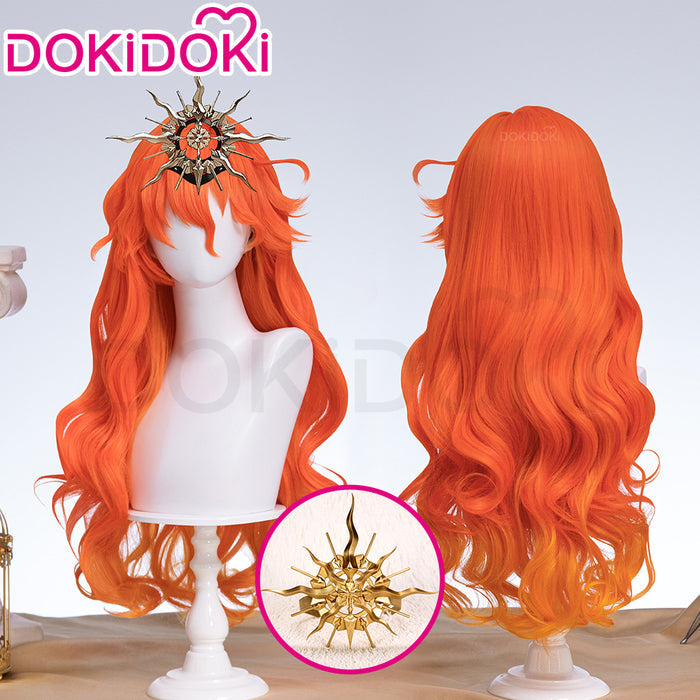 【Ready For Ship】DokiDoki Game Wuthering Waves Cosplay Augusta Wig / Headwear Long Curly Orange Gradient Hair