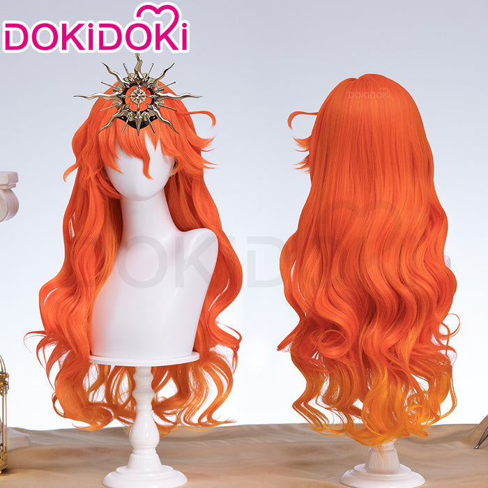 【Ready For Ship】DokiDoki Game Wuthering Waves Cosplay Augusta Wig / Headwear Long Curly Orange Gradient Hair