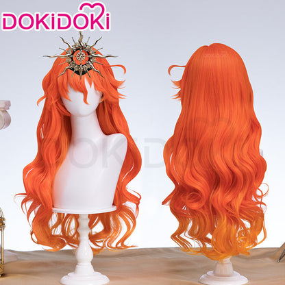 【Ready For Ship】DokiDoki Game Wuthering Waves Cosplay Augusta Wig / Headwear Long Curly Orange Gradient Hair