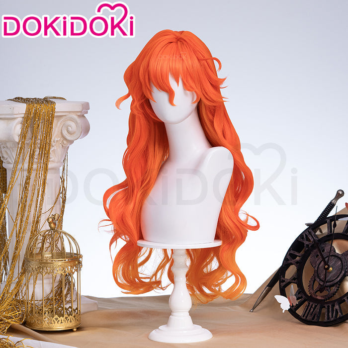 【Ready For Ship】DokiDoki Game Wuthering Waves Cosplay Augusta Wig / Headwear Long Curly Orange Gradient Hair