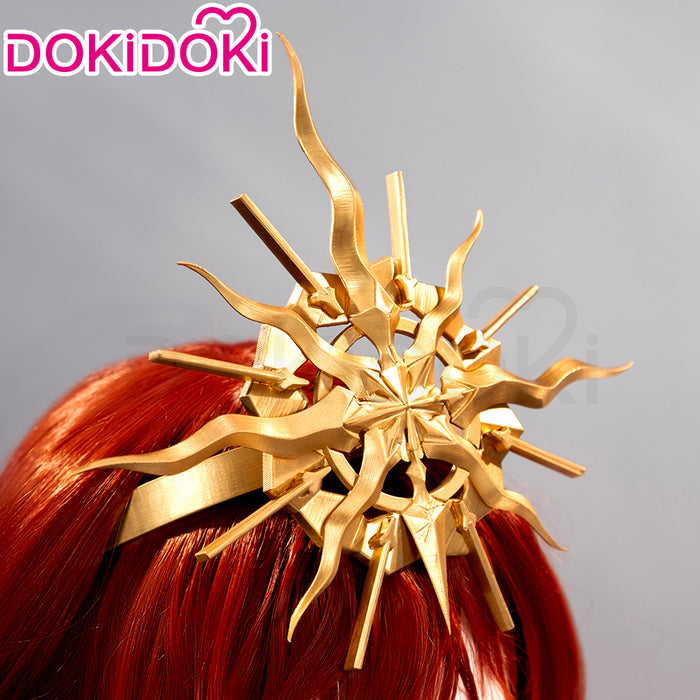 【Ready For Ship】DokiDoki Game Wuthering Waves Cosplay Augusta Wig / Headwear Long Curly Orange Gradient Hair