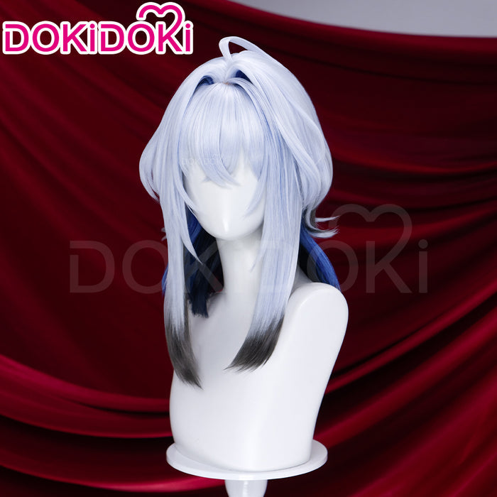 【Ready For Ship】DokiDoki Game Wuthering Waves Cosplay Galbrena Wig Long Curly Silver Blue Black Gradient Hair