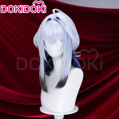 【Ready For Ship】DokiDoki Game Wuthering Waves Cosplay Galbrena Wig Long Curly Silver Blue Black Gradient Hair