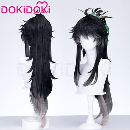 【Ready For Ship】DokiDoki Game Wuthering Waves Cosplay Qiuyuan Wig Long Curly Black Gray Gradient Hair Qiu Yuan