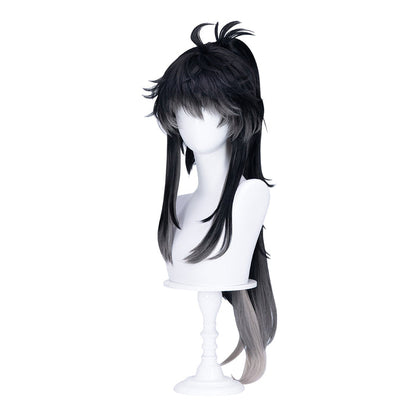 【Ready For Ship】DokiDoki Game Wuthering Waves Cosplay Qiuyuan Wig Long Curly Black Gray Gradient Hair Qiu Yuan