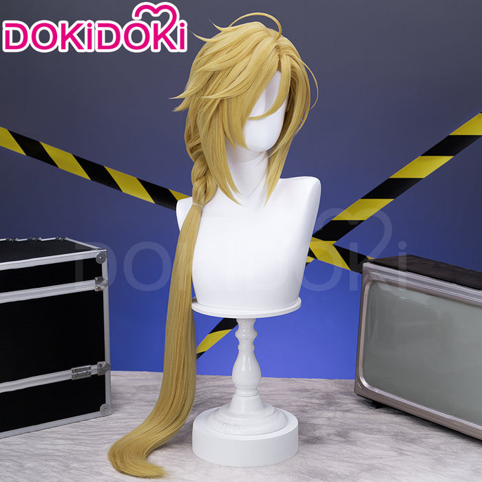 【Ready For Ship】DokiDoki Game Zenless Zone Zero Cosplay Hugo Cosplay Wig / Earrings Long Straight Blond Hair Ponytail ZZZ