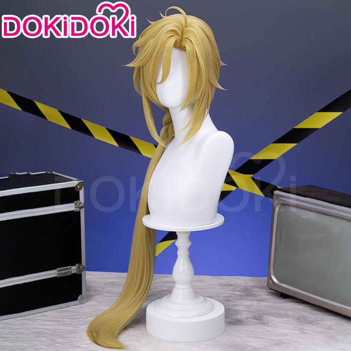 【Ready For Ship】DokiDoki Game Zenless Zone Zero Cosplay Hugo Cosplay Wig / Earrings Long Straight Blond Hair Ponytail ZZZ