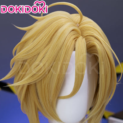 【Ready For Ship】DokiDoki Game Zenless Zone Zero Cosplay Hugo Cosplay Wig / Earrings Long Straight Blond Hair Ponytail ZZZ