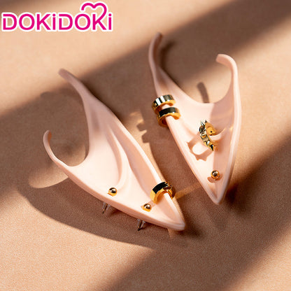 【Ready For Ship】DokiDoki Game Zenless Zone Zero Cosplay Hugo Cosplay Wig / Earrings Long Straight Blond Hair Ponytail ZZZ