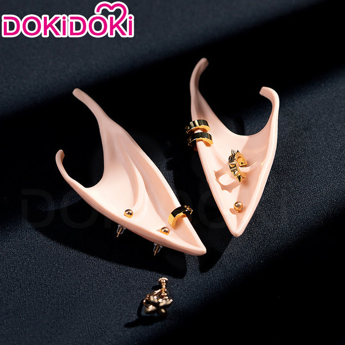 【Ready For Ship】DokiDoki Game Zenless Zone Zero Cosplay Hugo Cosplay Wig / Earrings Long Straight Blond Hair Ponytail ZZZ