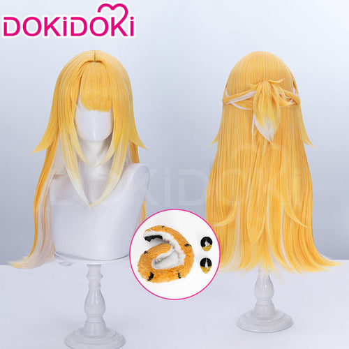 【Ready For Ship】DokiDoki Game Zenless Zone Zero Cosplay JuFufu Cosplay Wig / Tail / Ears Long Straight Yellow Hair Ju Fu Fu ZZZ