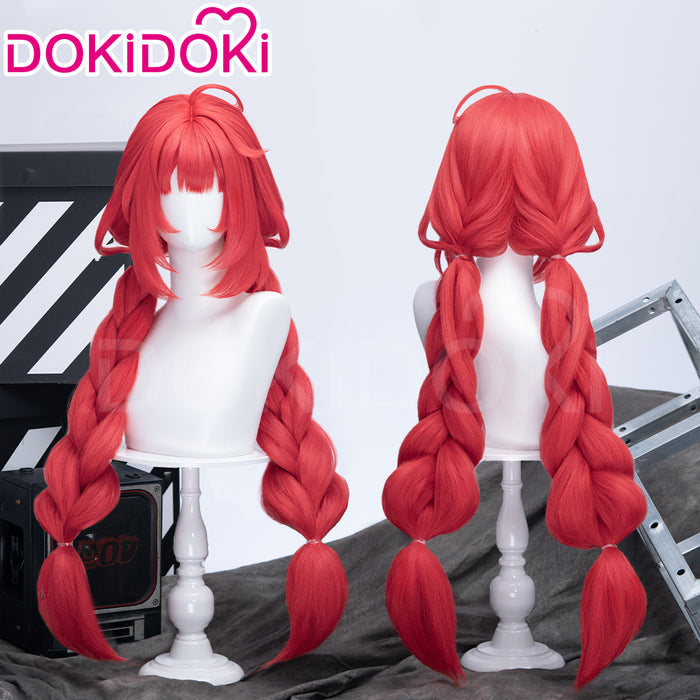 【Ready For Ship】DokiDoki Game Zenless Zone Zero Cosplay Ukinami Yuzuha Wig Long Red Hair Double Pigtail Braids ZZZ