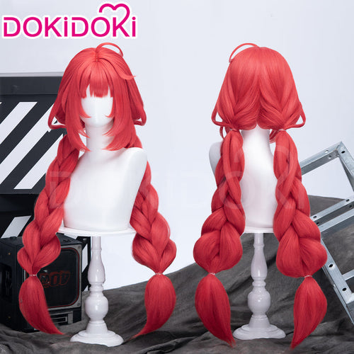 【Ready For Ship】DokiDoki Game Zenless Zone Zero Cosplay Ukinami Yuzuha Wig Long Red Hair Double Pigtail Braids ZZZ