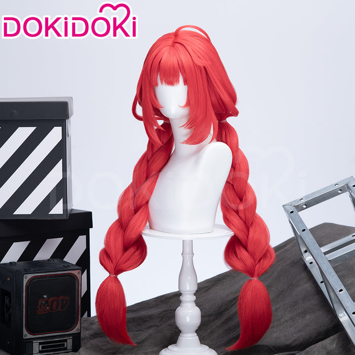 【Ready For Ship】DokiDoki Game Zenless Zone Zero Cosplay Ukinami Yuzuha Wig Long Red Hair Double Pigtail Braids ZZZ