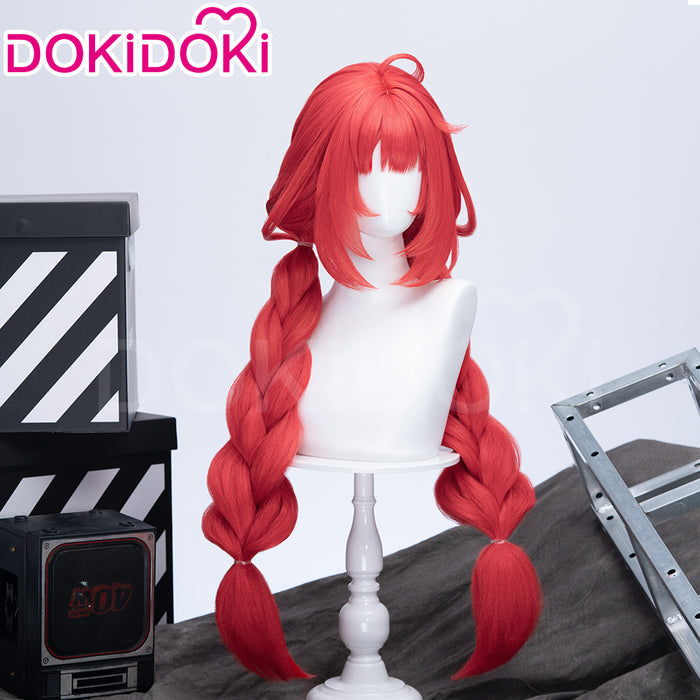 【Ready For Ship】DokiDoki Game Zenless Zone Zero Cosplay Ukinami Yuzuha Wig Long Red Hair Double Pigtail Braids ZZZ