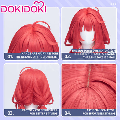 【Ready For Ship】DokiDoki Game Zenless Zone Zero Cosplay Ukinami Yuzuha Wig Long Red Hair Double Pigtail Braids ZZZ