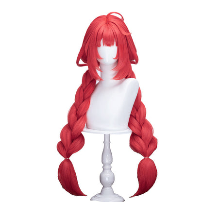 【Ready For Ship】DokiDoki Game Zenless Zone Zero Cosplay Ukinami Yuzuha Wig Long Red Hair Double Pigtail Braids ZZZ