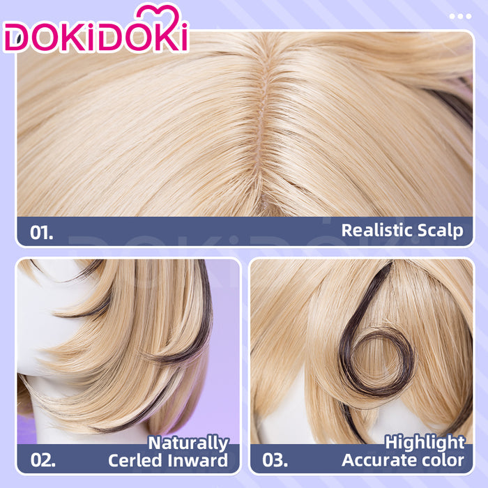 【Ready For Ship】DokiDoki Game Zenless Zone Zero Cosplay Yidhari Wig Short Straight Yellow Hair Black Highlight ZZZ