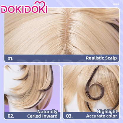 【Ready For Ship】DokiDoki Game Zenless Zone Zero Cosplay Yidhari Wig Short Straight Yellow Hair Black Highlight ZZZ