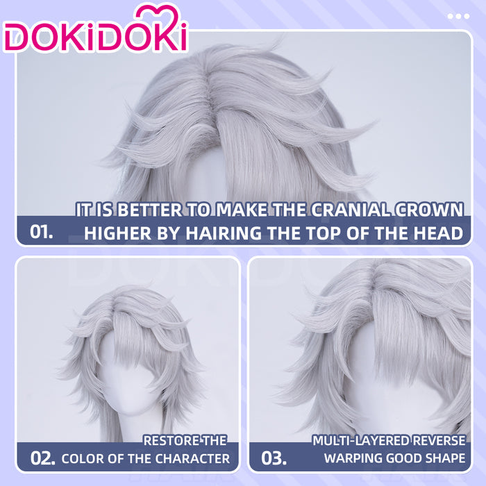 【Ready For Ship】DokiDoki Manga Cosplay Women Devil Wig Long Straight Silver Hair