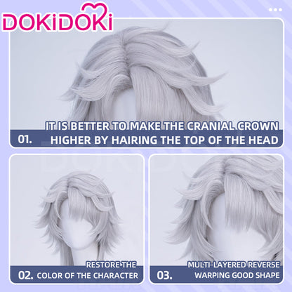 【Ready For Ship】DokiDoki Manga Cosplay Women Devil Wig Long Straight Silver Hair