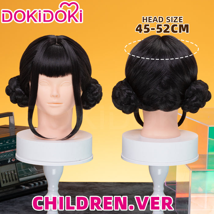 【Ready For Ship】【Kids Version】DokiDoki Movie Anime Cosplay Women Wig Short Black Hair Double Buns