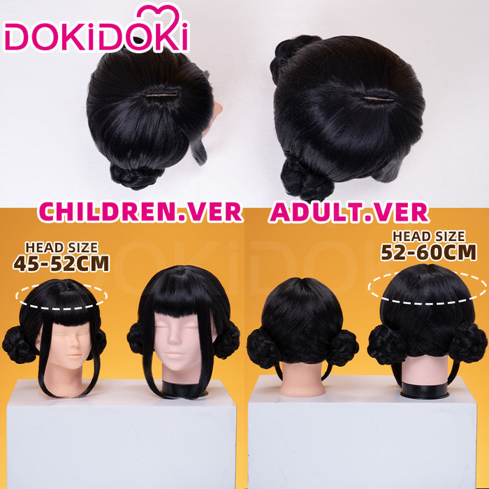 【Ready For Ship】【Kids Version】DokiDoki Movie Anime Cosplay Women Wig Short Black Hair Double Buns