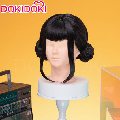 【Ready For Ship】【Kids Version】DokiDoki Movie Anime Cosplay Women Wig Short Black Hair Double Buns