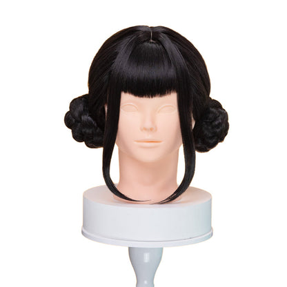 【Ready For Ship】【Kids Version】DokiDoki Movie Anime Cosplay Women Wig Short Black Hair Double Buns