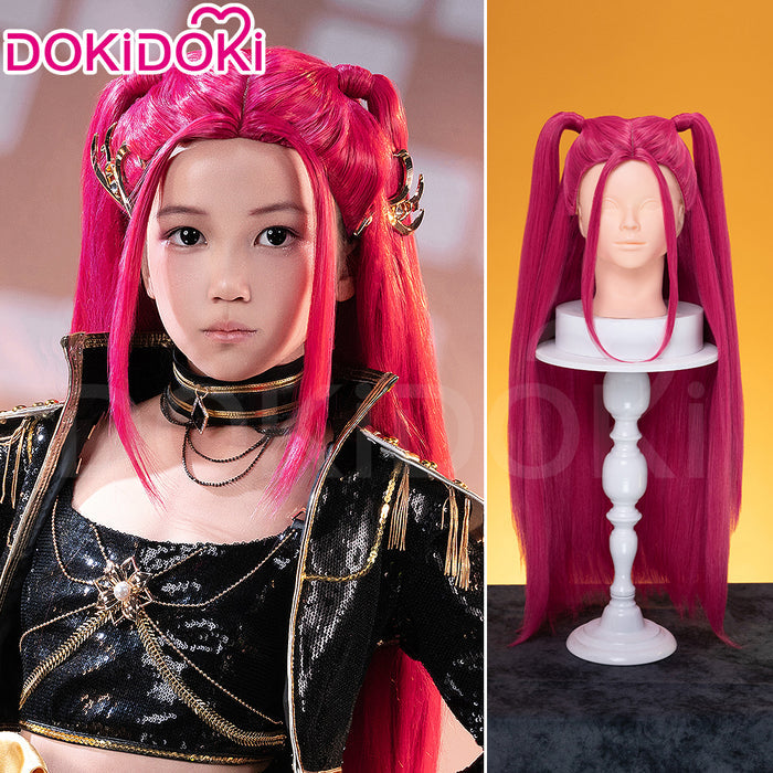 【Ready For Ship】【Last Batch】【80 CM】【Front Lace】【Kids Version】DokiDoki Movie Anime Cosplay Women Wig Long Pink Straight Hair Two Ponytails