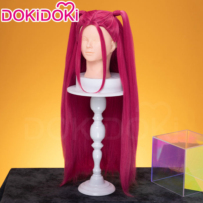 【Ready For Ship】【Last Batch】【80 CM】【Front Lace】【Kids Version】DokiDoki Movie Anime Cosplay Women Wig Long Pink Straight Hair Two Ponytails