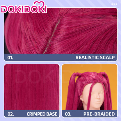 【Ready For Ship】【Last Batch】【80 CM】【Front Lace】【Kids Version】DokiDoki Movie Anime Cosplay Women Wig Long Pink Straight Hair Two Ponytails