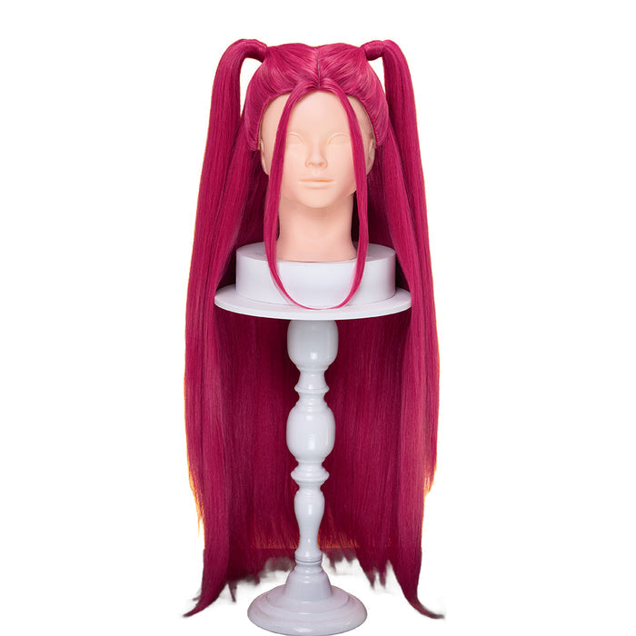 【Ready For Ship】【Last Batch】【80 CM】【Front Lace】【Kids Version】DokiDoki Movie Anime Cosplay Women Wig Long Pink Straight Hair Two Ponytails