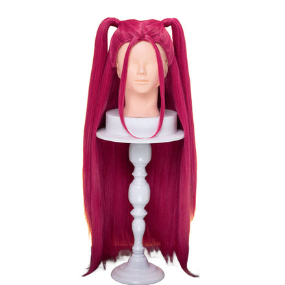 【Ready For Ship】【Last Batch】【80 CM】【Front Lace】【Kids Version】DokiDoki Movie Anime Cosplay Women Wig Long Pink Straight Hair Two Ponytails