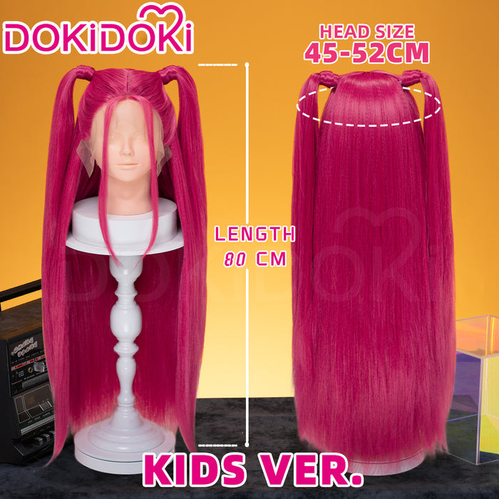 【Ready For Ship】【Last Batch】【80 CM】【Front Lace】【Kids Version】DokiDoki Movie Anime Cosplay Women Wig Long Pink Straight Hair Two Ponytails