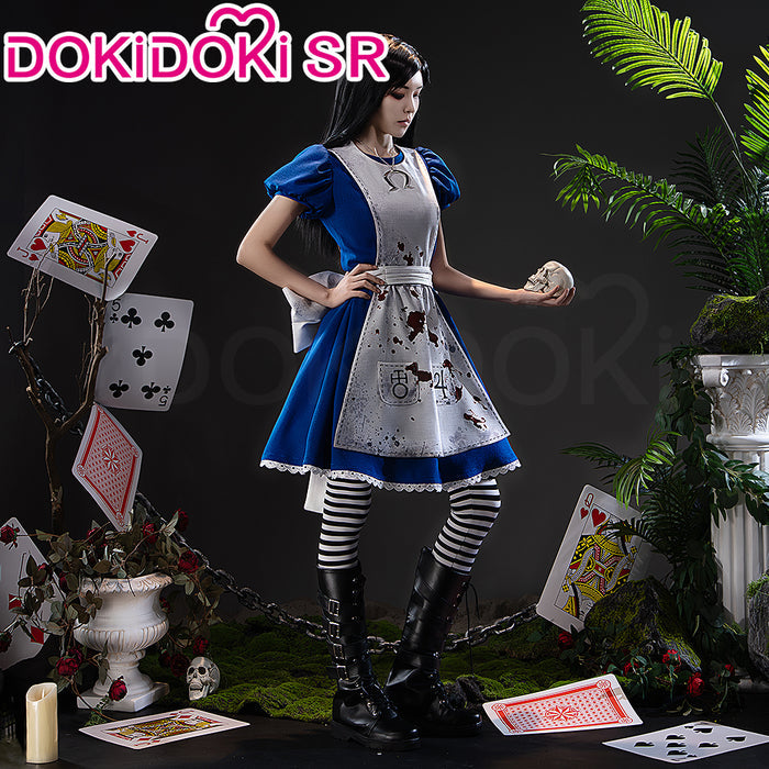 【Ready For Ship】【Size S-3XL】DokiDoki-SR Game Alice: Madness Returns Cosplay Alice Costume Blue Dress