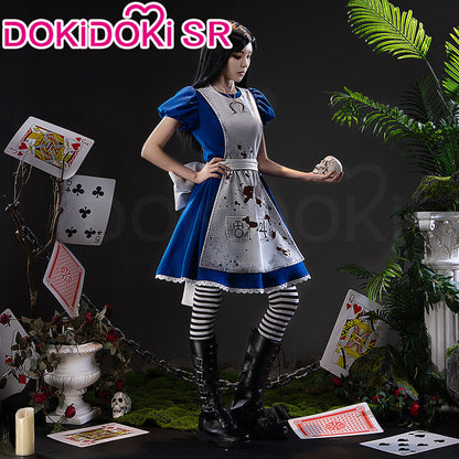 【Ready For Ship】【Size S-3XL】DokiDoki-SR Game Alice: Madness Returns Cosplay Alice Costume Blue Dress