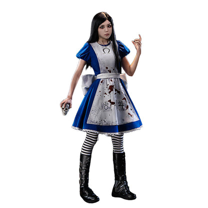 【Ready For Ship】【Size S-3XL】DokiDoki-SR Game Alice: Madness Returns Cosplay Alice Costume Blue Dress